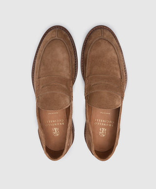 Brunello Cucinelli Mens Leather Loafers in Brown