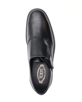 Tods Mens Black Leather Velcro Monk Strap Dress Shoe