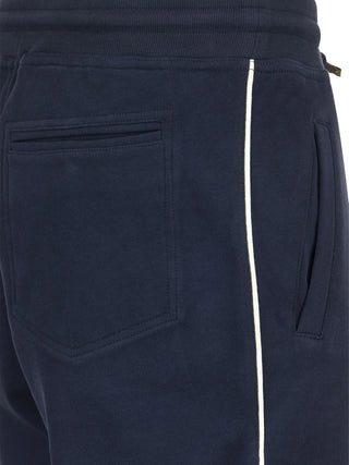 Brunello Cucinelli Mens Drawstring Slim-Cut Track Pants in Navy