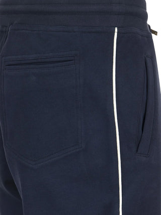 Brunello Cucinelli Mens Drawstring Slim-Cut Track Pants in Navy