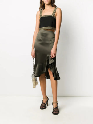 Tom Ford Womens Hunter Green Silk-satin Midi Skirt