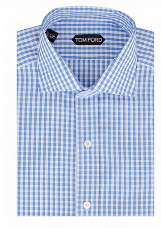 Tom Ford Men’s Light Blue Checkered Button Down Dress Shirt