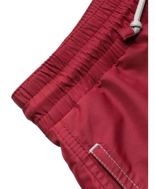 Brunello Cucinelli Mens Maroon Logo-Embroidered Swim Shorts