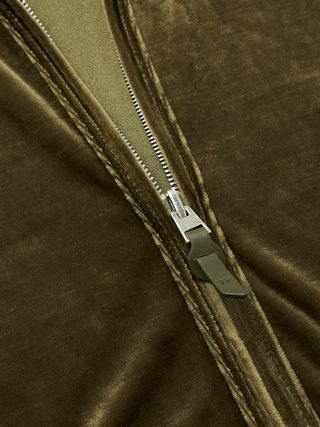 Tom Ford Velvet Zip up Hoodie In Green