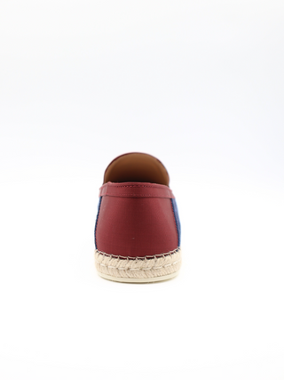 Tods Mens Navy Blue with Red Trim Espadrille with Raffia Sole