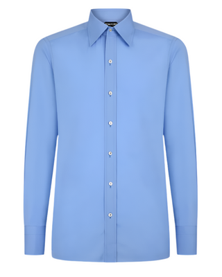 Tom Ford Mens Light Blue Subtle Striped Poplin Slim Fit Shirt