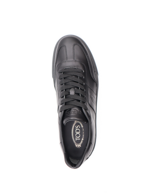Tods Mens Black Leather Lace Up Casual Sneaker Shoe