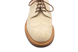 Brunello Cucinelli New Mens Cream Leather Wingtip Brogue Shoes