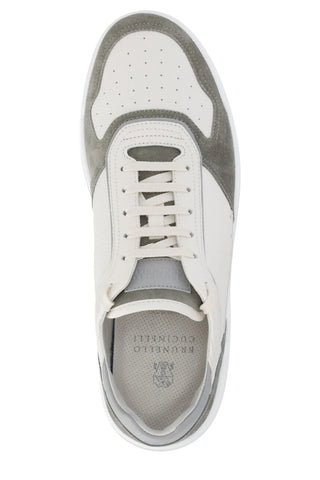 Brunello Cucinelli Color-Block Low-Top Sneakers in White