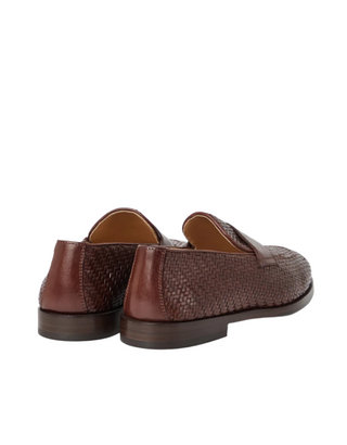 Brunello Cucinelli Mens Braided Penny Loafers In Brown