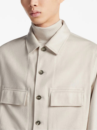 Zegna Mens Oasi Cashmere Alba Overshirt In Ecru