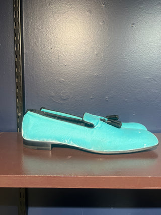 Tom Ford Archive Turquoise/Light Blue Suede Loafers With Tassels