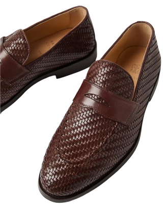 Brunello Cucinelli Mens Braided Penny Loafers In Brown