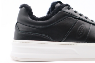 Tods Mens Black Lace Up Sneaker Shoe with Inner Fur