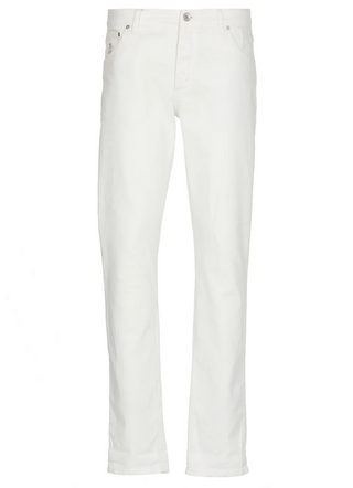 Brunello Cucinelli Mens Logo Patch Jeans In White