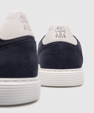 Brunello Cucinelli Logo Leather Sneakers in Blue