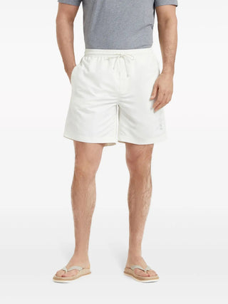 Brunello Cucinelli Mens White Logo-Embroidered Swim Shorts