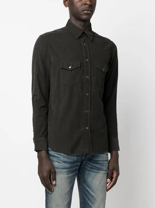Tom Ford Mens Corduroy Shirt in Brown