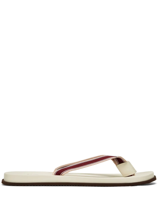 Brunello Cucinelli Stripe Detailed Open Toe Flip Flops In Red