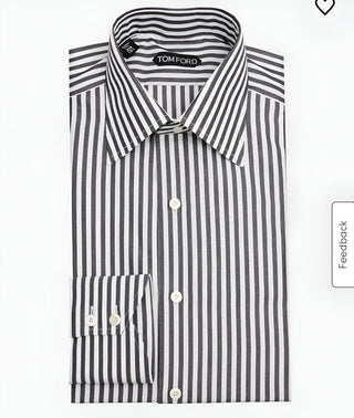 Tom Ford Men’s Black & White Striped Button Down Dress Shirt