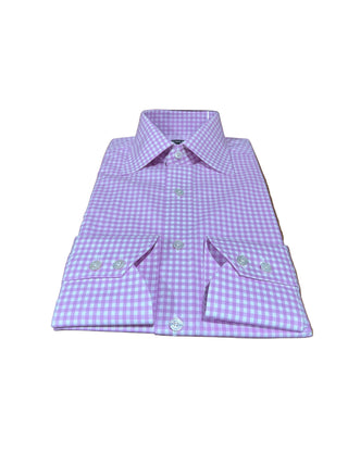 Tom Ford Men’s 100% Cotton Pink Checkered Button Down Dress Shirt