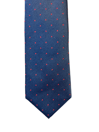 Brunello Cucinelli Men's Navy Blue Tie with Red Dot Contrast Silk