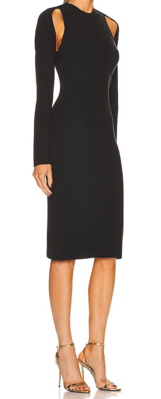 Tom Ford Women’s Black Virgin Wool & Polyamide Midi Dress