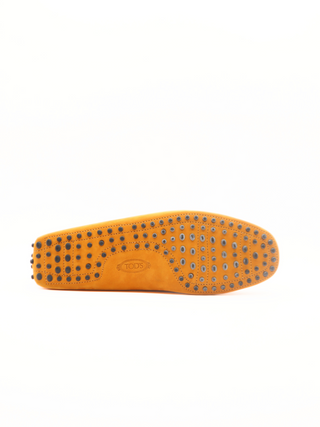 Tods Mens Orange Suede Laced Braided Laccetto Gommino Driver Shoe