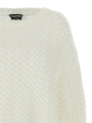 Tom Ford Womens Virgin Wool Ivory Knit Detailed Sweater