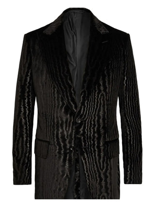 Tom Ford Womens Velvet Patterned Black Blazer