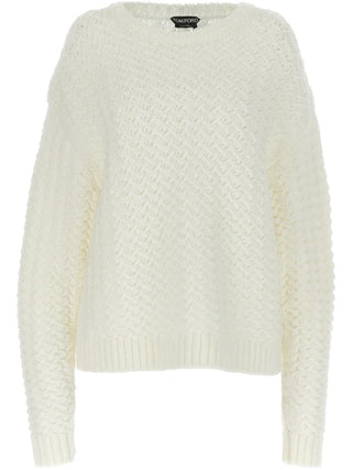 Tom Ford Womens Virgin Wool Ivory Knit Detailed Sweater