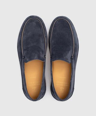 Brunello Cucinelli Blue Suede Leather Men's Loafers