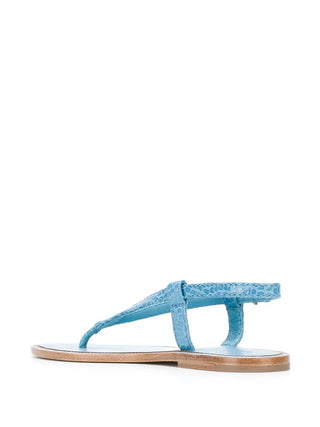 Brunello Cucinelli Women's Embossed Leather Sandals In Blue
