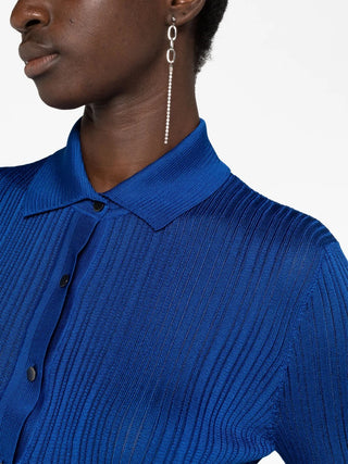 Tom Ford Womens Blue Button Up Blouse