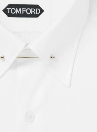 Tom Ford Men's White 100% Cotton Pin Collar Button Down Dress Shirt