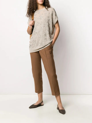 Brunello Cucinelli Womens Beige Viscose & Linen Trousers