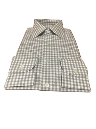 Tom Ford Grey & White Checkered Button Down Dress Shirt