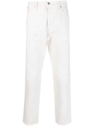 Tom Ford Mens White Denim Splatter Paint Jeans