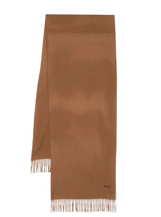 Zegna Mens Caramel Brown Cashmere Scarf