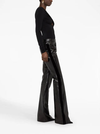 Tom Ford Womens Calfskin Leather Flare Leg Trouser Pant