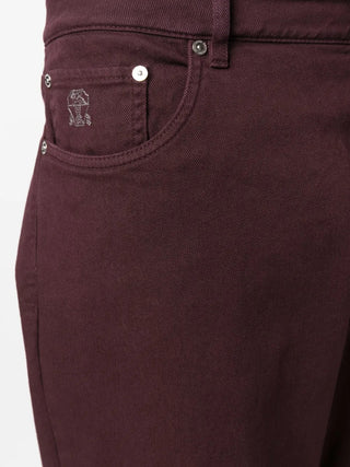 Brunello Cucinelli Mens Straight Leg Jeans in Bordeaux