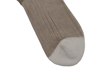 Brunello Cucinelli Men's Beige Socks with Off White and Grey Stripes Cotton