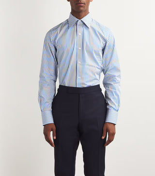 Tom Ford Men’s 100% Cotton Light Blue Striped Button Down Dress Shirt