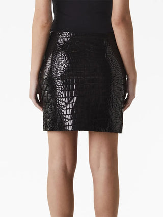 Tom Ford Womens Croc Embossed Mini Skirt In Black