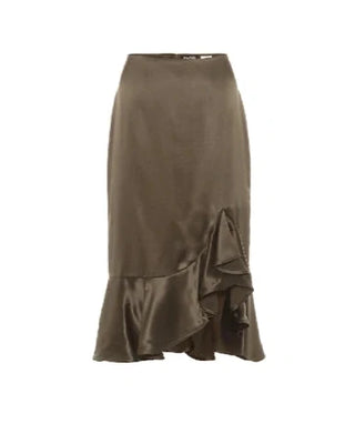 Tom Ford Womens Hunter Green Silk-satin Midi Skirt