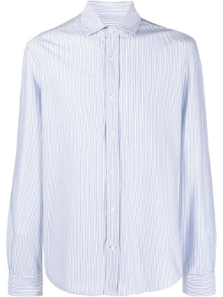 Brunello Cucinelli Mens Shirt Blue with White Stripes
