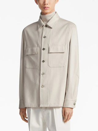 Zegna Mens Oasi Cashmere Alba Overshirt In Ecru