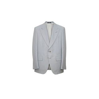 Tom Ford Refined Cotton Blend Two-Button Peak Lapel Blazer Charcoal Grey