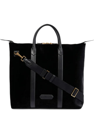 Tom Ford Mens Brown Croc-Effect Holdall Bag