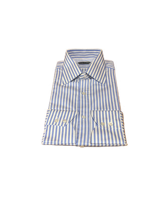 Tom Ford Men’s Blue & White Striped Button Down Dress Shirt